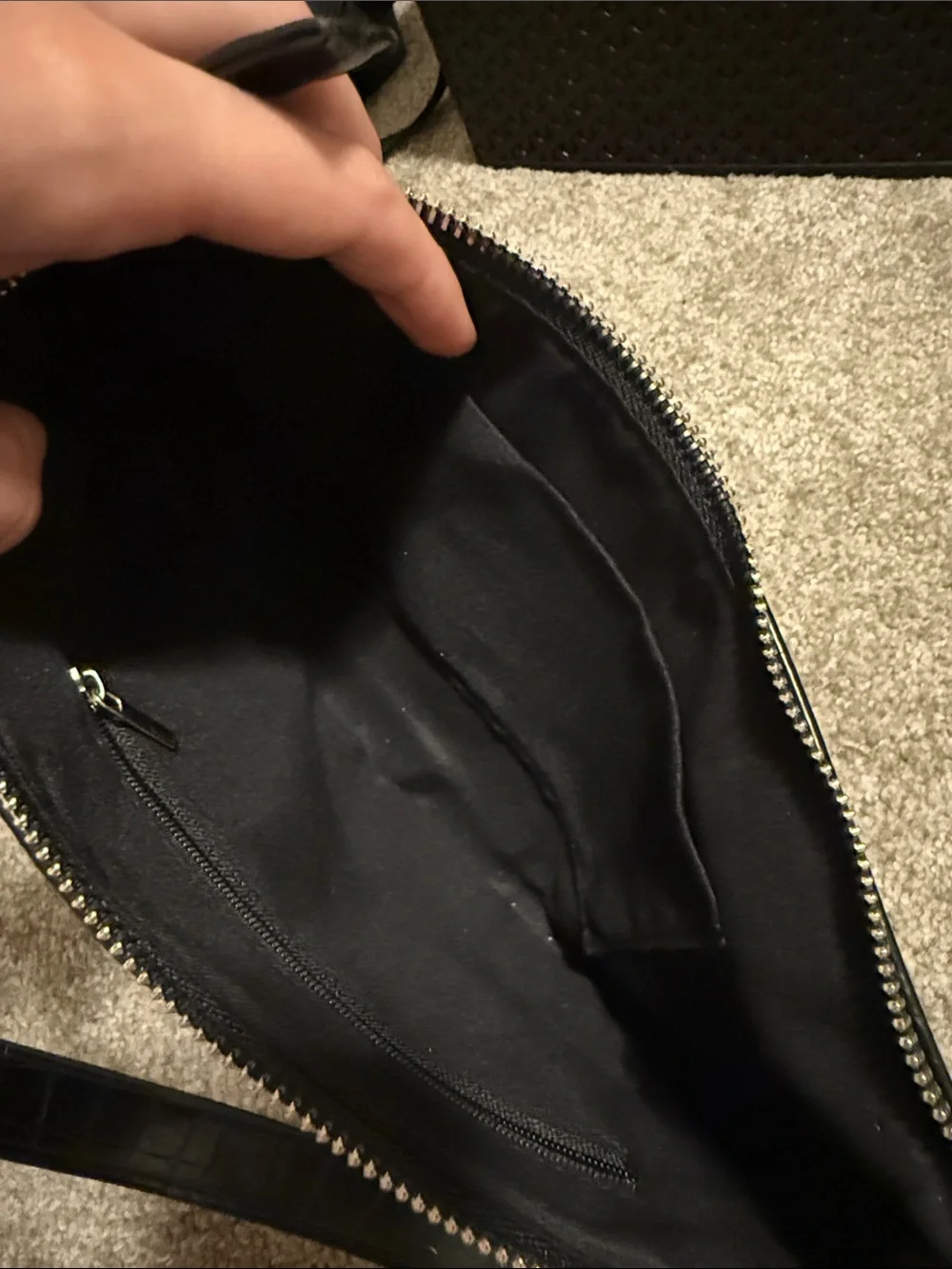 Classic Black Croc-Embossed Wristlet Handbag